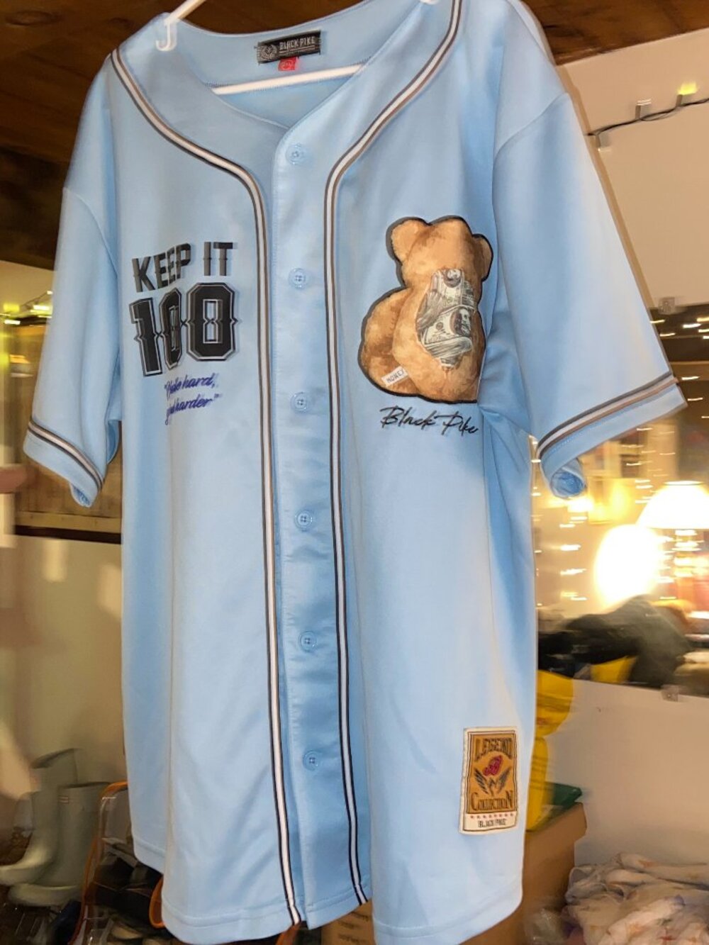 Black Pike baby blue baseball jersey -Keep it 100